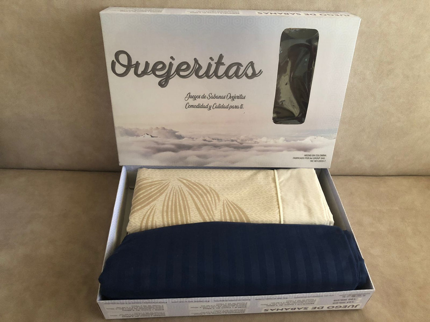 Sábana Mix Estampada y Unicolor Doble